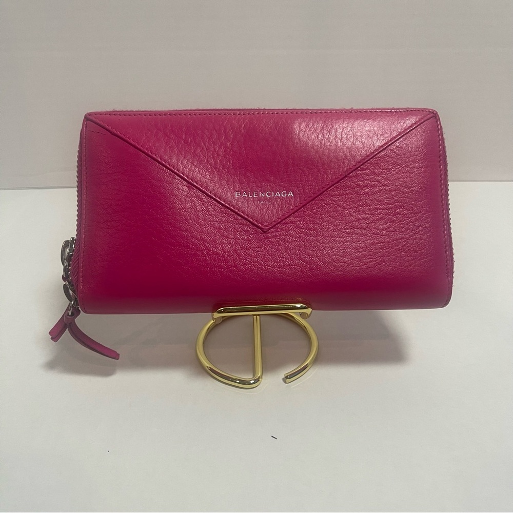 Balenciaga Papier Zip Around Leather Wallet VGUC